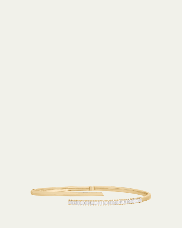 Criss Cross Baguette Diamond Bangle Bracelet